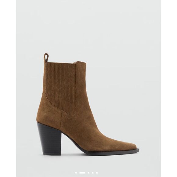 MNG BY MANGO $139 SUEDE POINTED TOE ANKLE BOOTS 40 - Picture 2 of 6